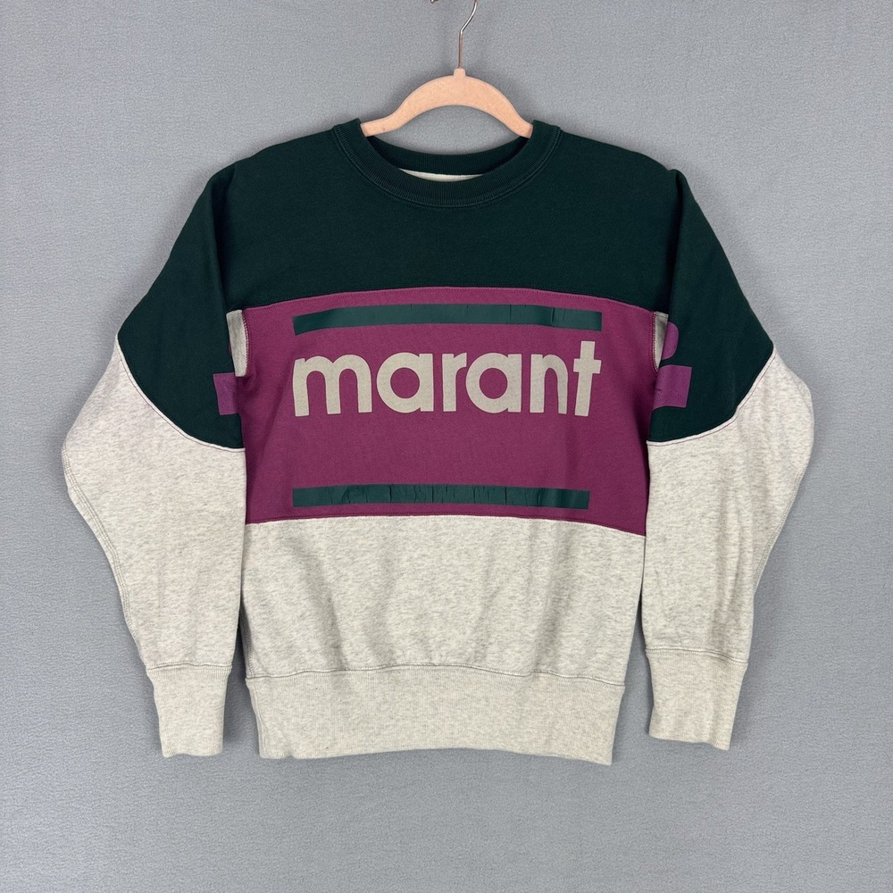 Isabel Marant Etoile Two Tone Graphic Sweatshirt Crewneck Womens Size 34 Logo